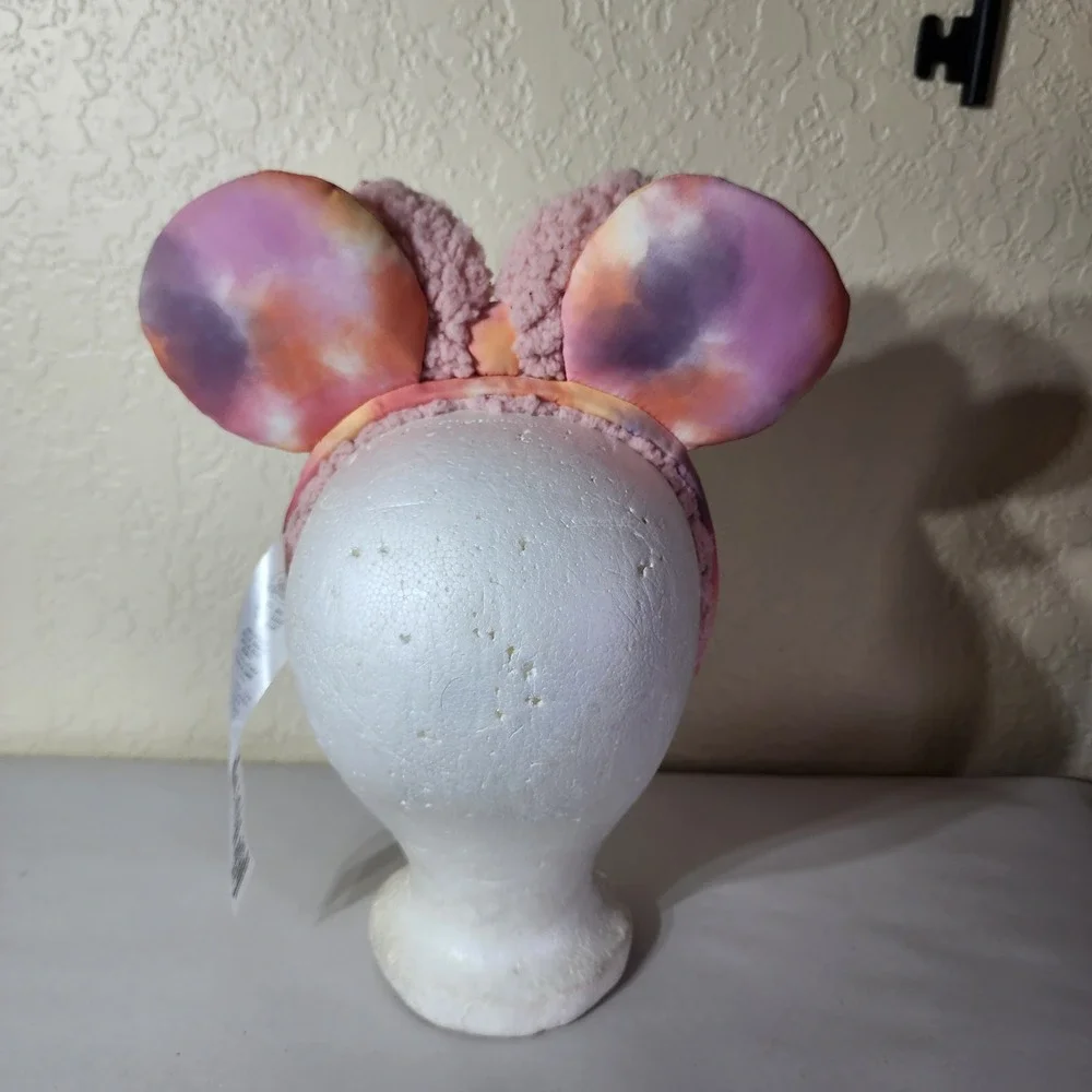 Disney Parks Minnie Mouse Tie Dye Sherpa Ears Headband Pink Purple 400944515156